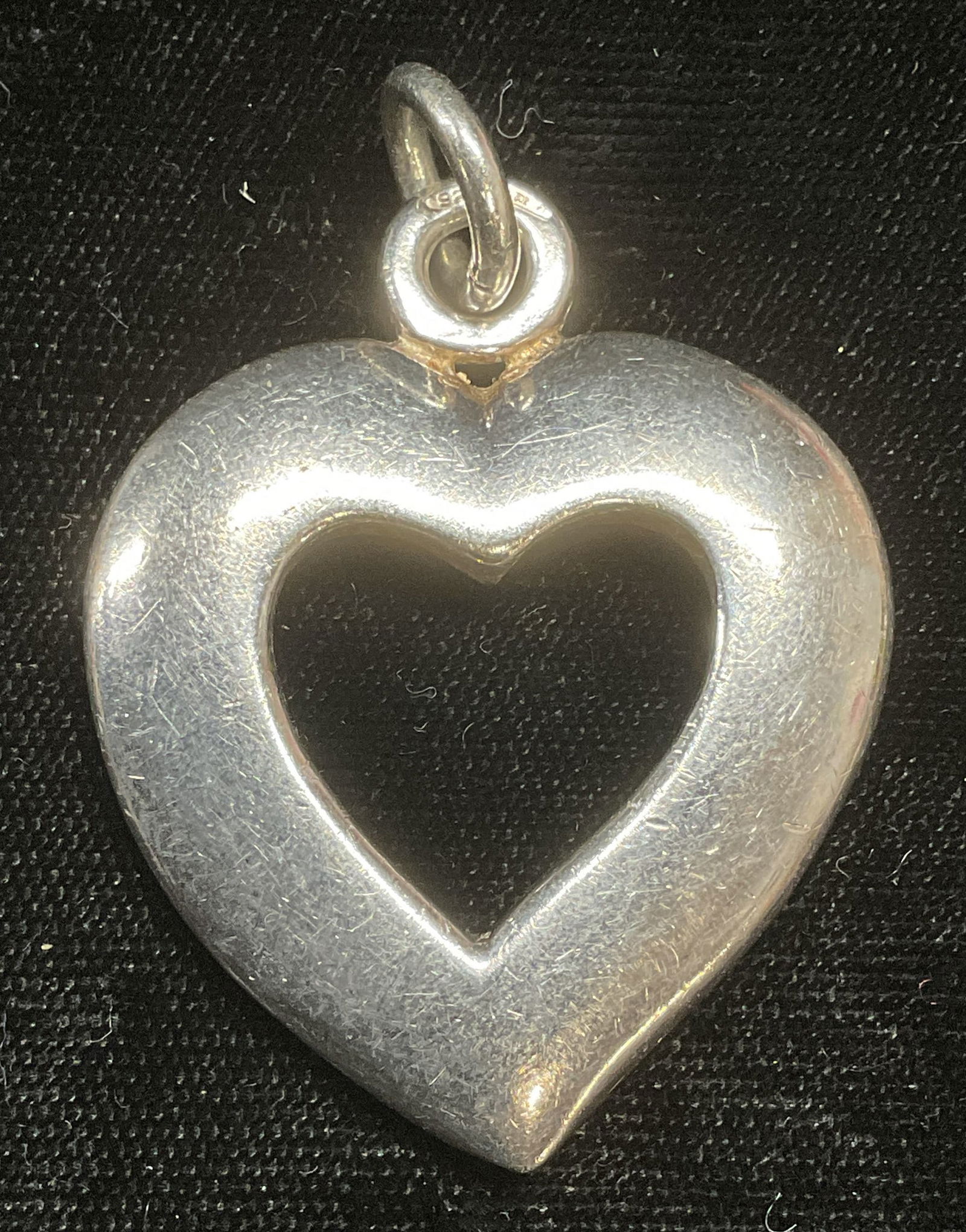 Signed Sterling Silver Open Heart Pendant (1 of 6)