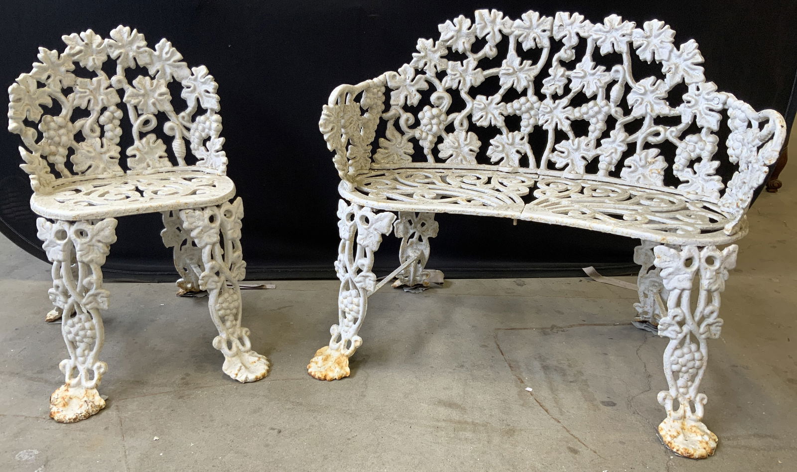 Vntg Cast Iron Outdoor Loveseat & Side Chair (1 of 8)