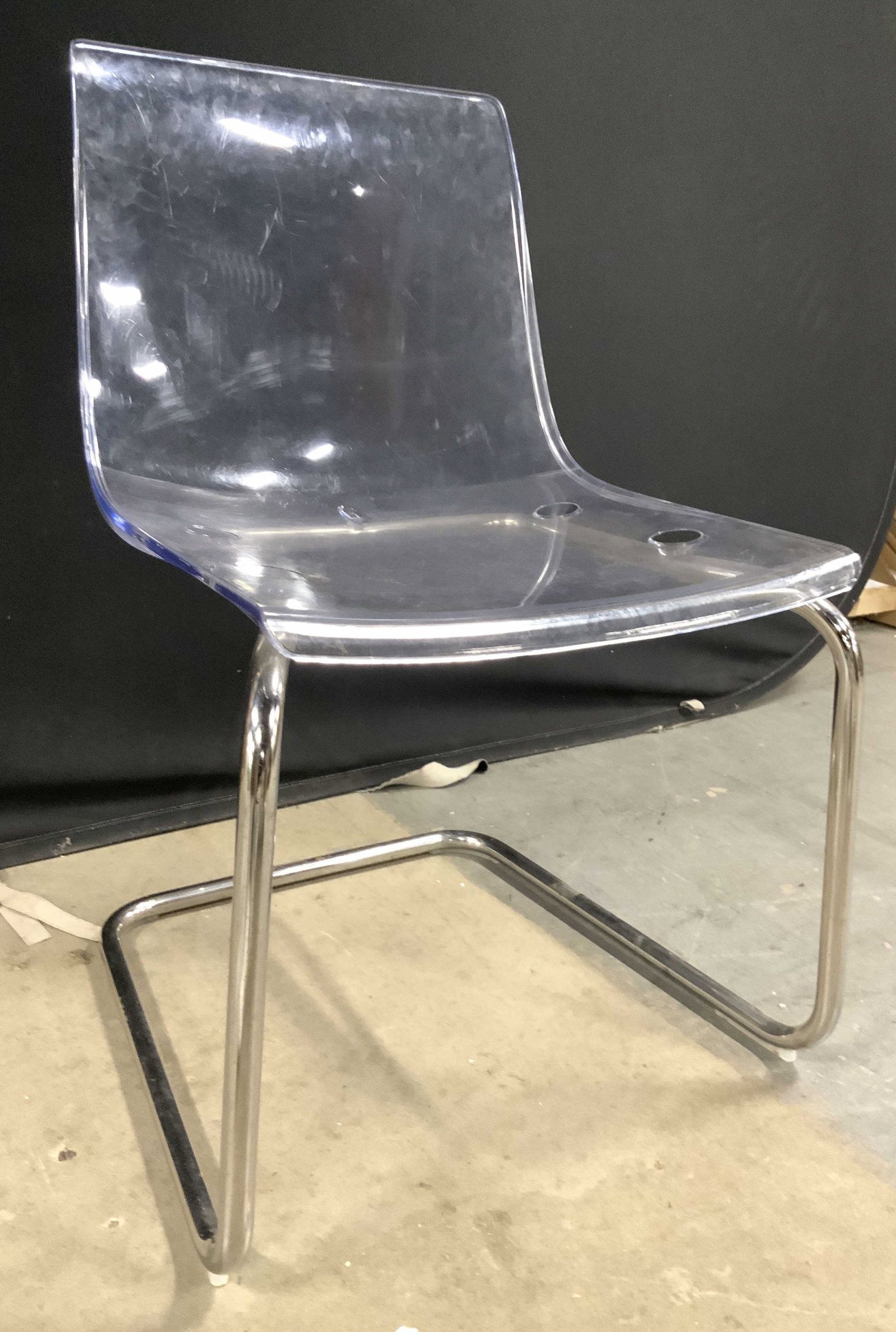IKEA TOBIAS MCM Acrylic & Tubular Chrome Chair (1 of 8)