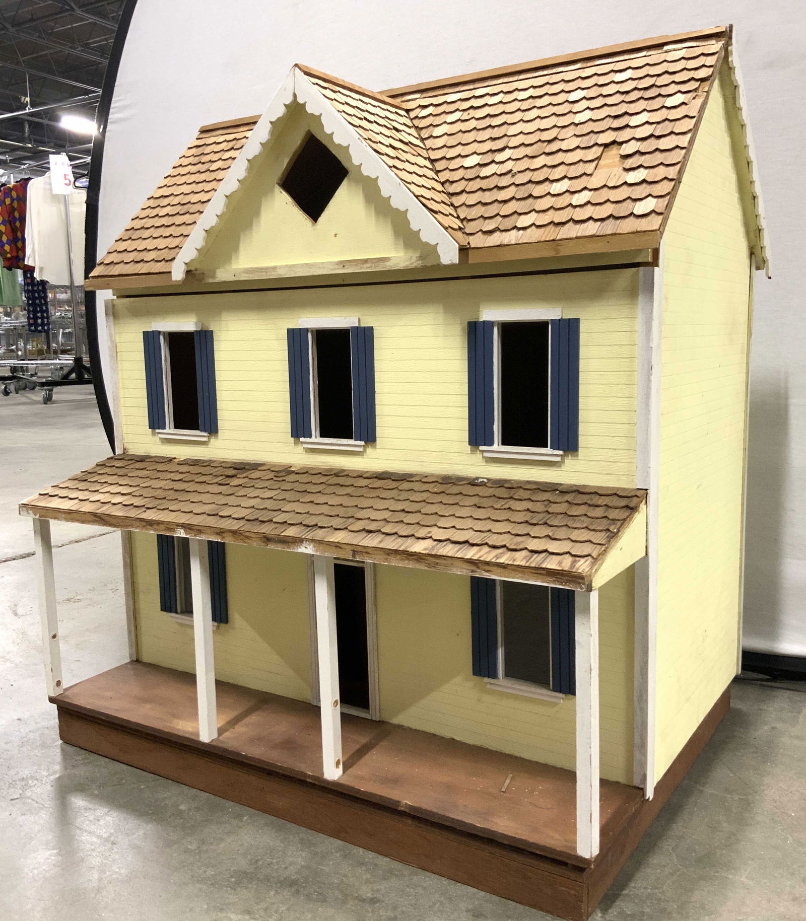 Vtg Wooden Doll House W Hinged Lid 29.5 in H (1 of 9)