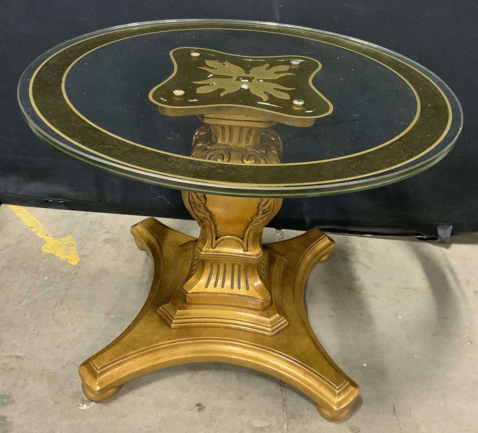 Vtg Regency Style Gilt Wood Glass Top End Table (1 of 8)