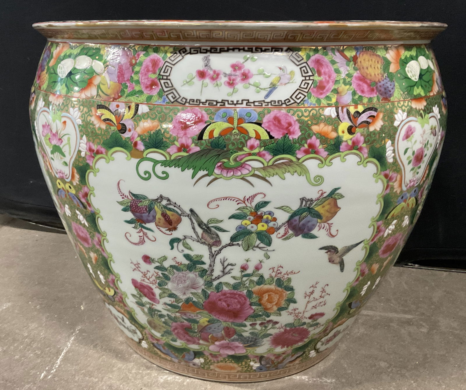 Vntg Hand Painted Asian Porcelain Fishbowl Planter (1 of 12)