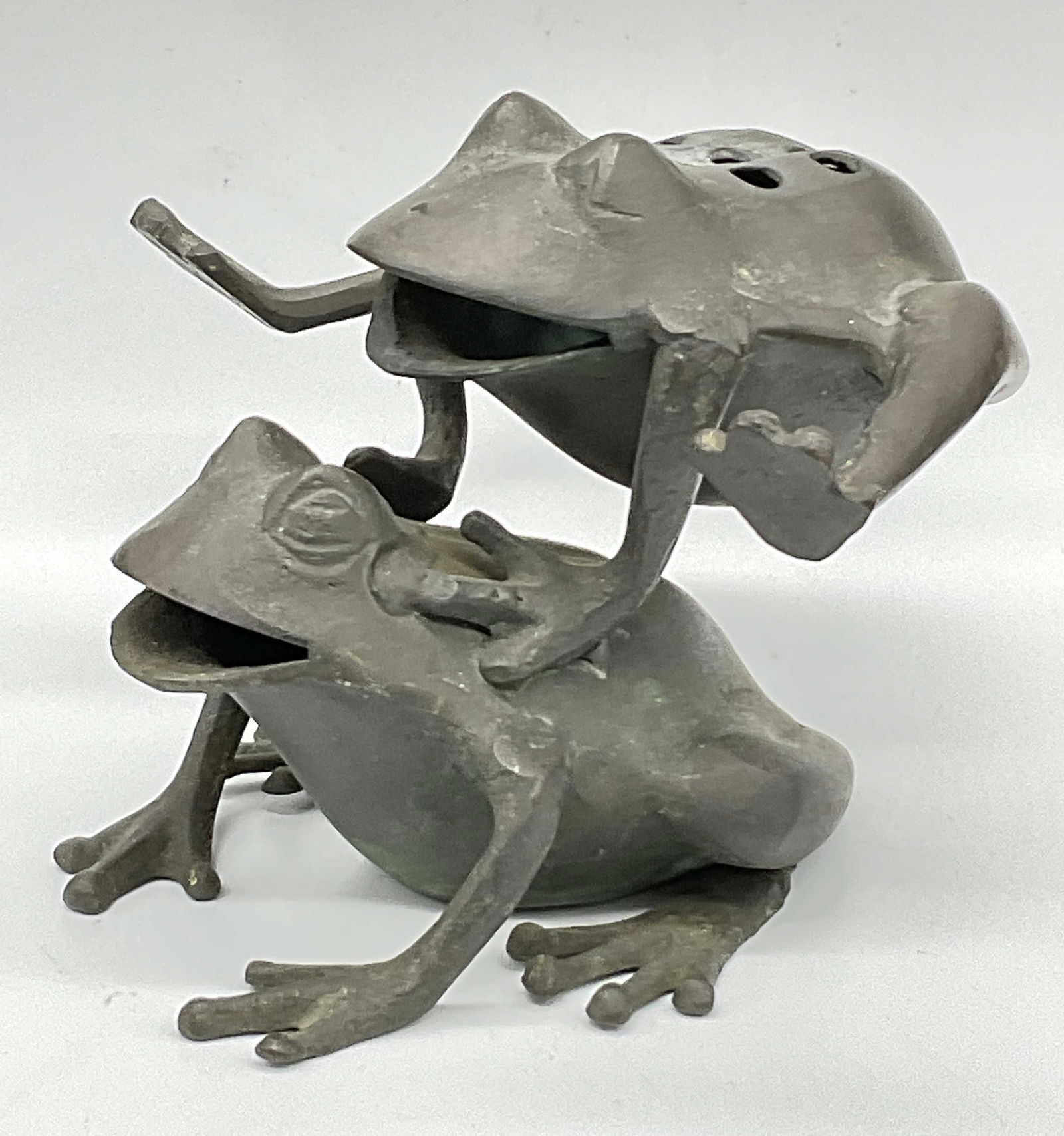 Vintage Bronze Leap Frog Sculpture / Flower Frog (1 of 8)