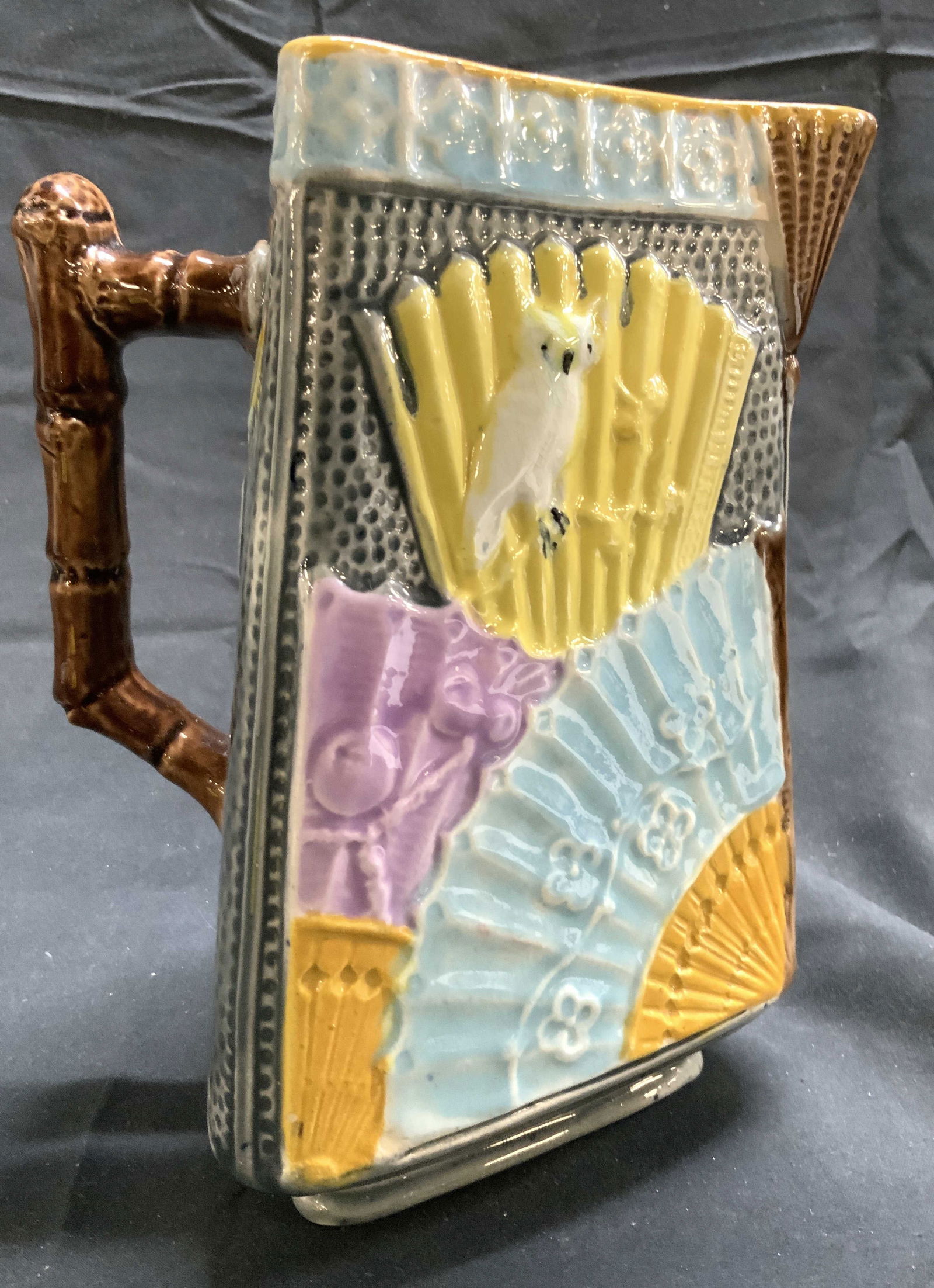 Vintage Triangular Ceramic Majolica Pitcher (1 of 8)