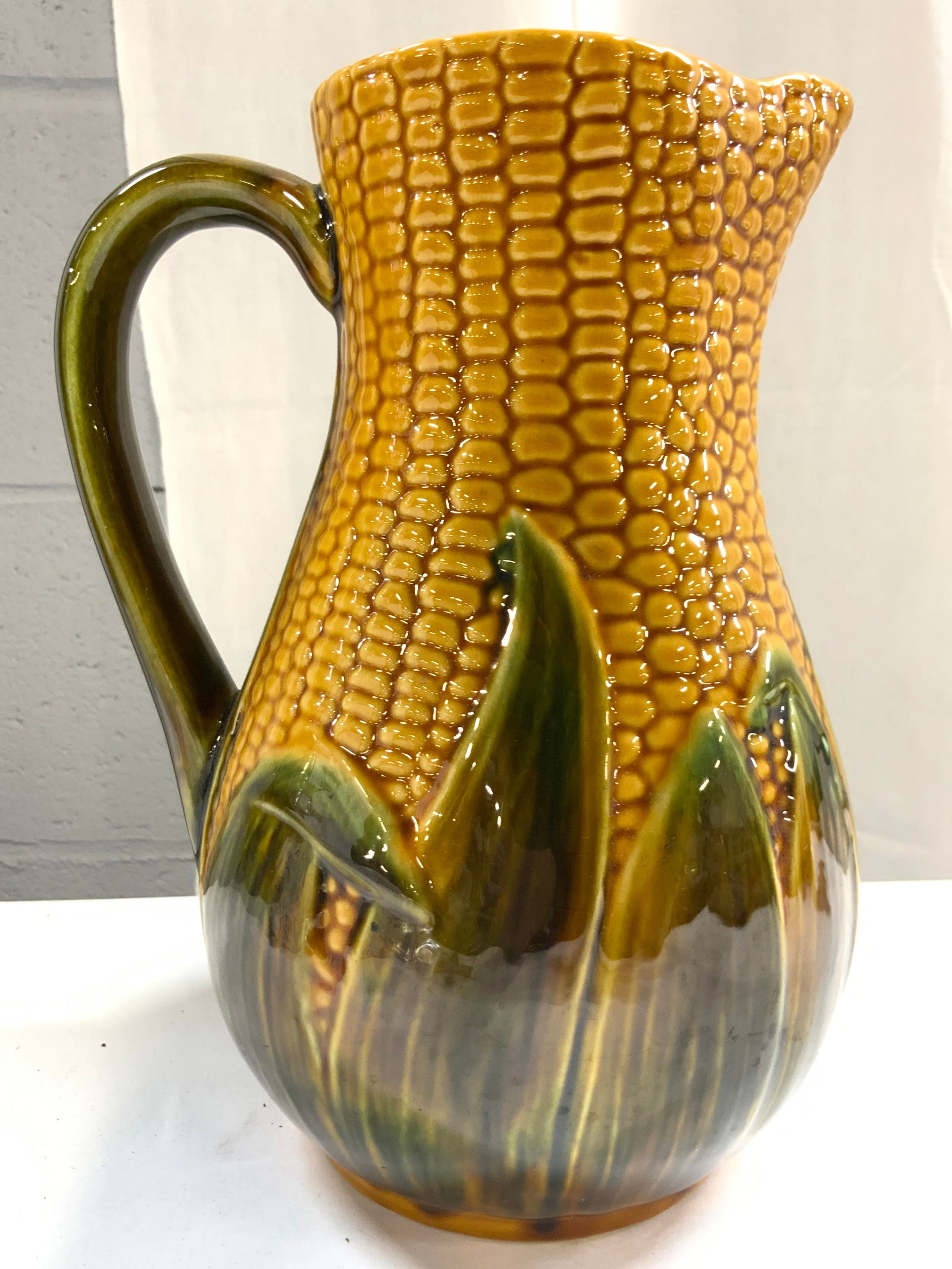 Vintage Ceramic Majolica Corn Pitcher (1 of 8)