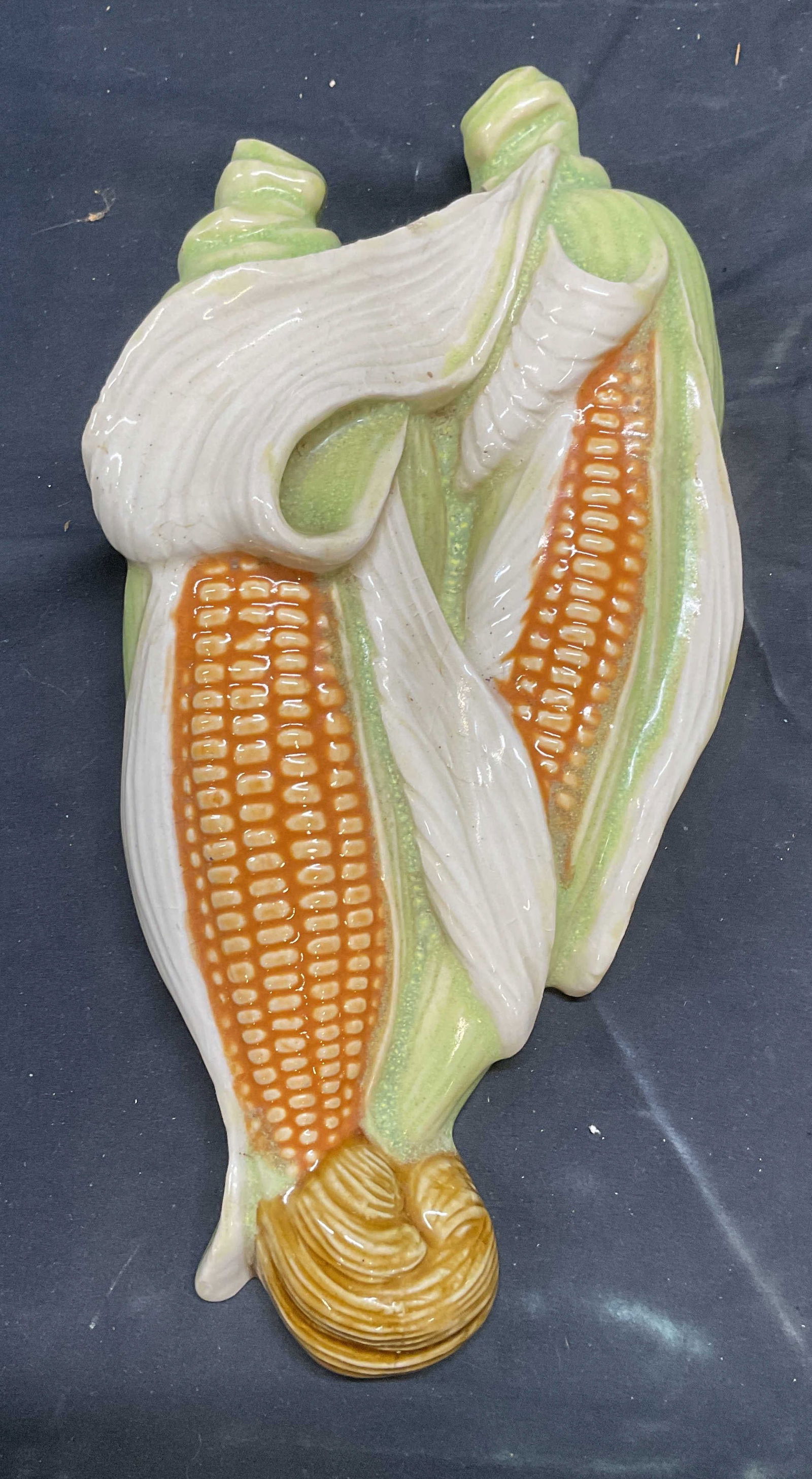 MCM Ceramic Majolica Corn Motif Wall Pocket (1 of 7)
