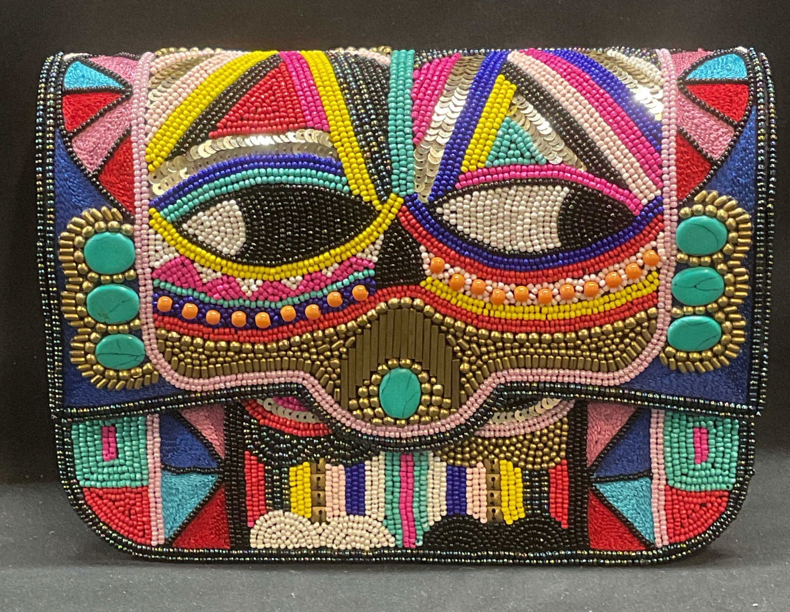 Ethnique Colorful Geometric Beaded Handbag (1 of 8)