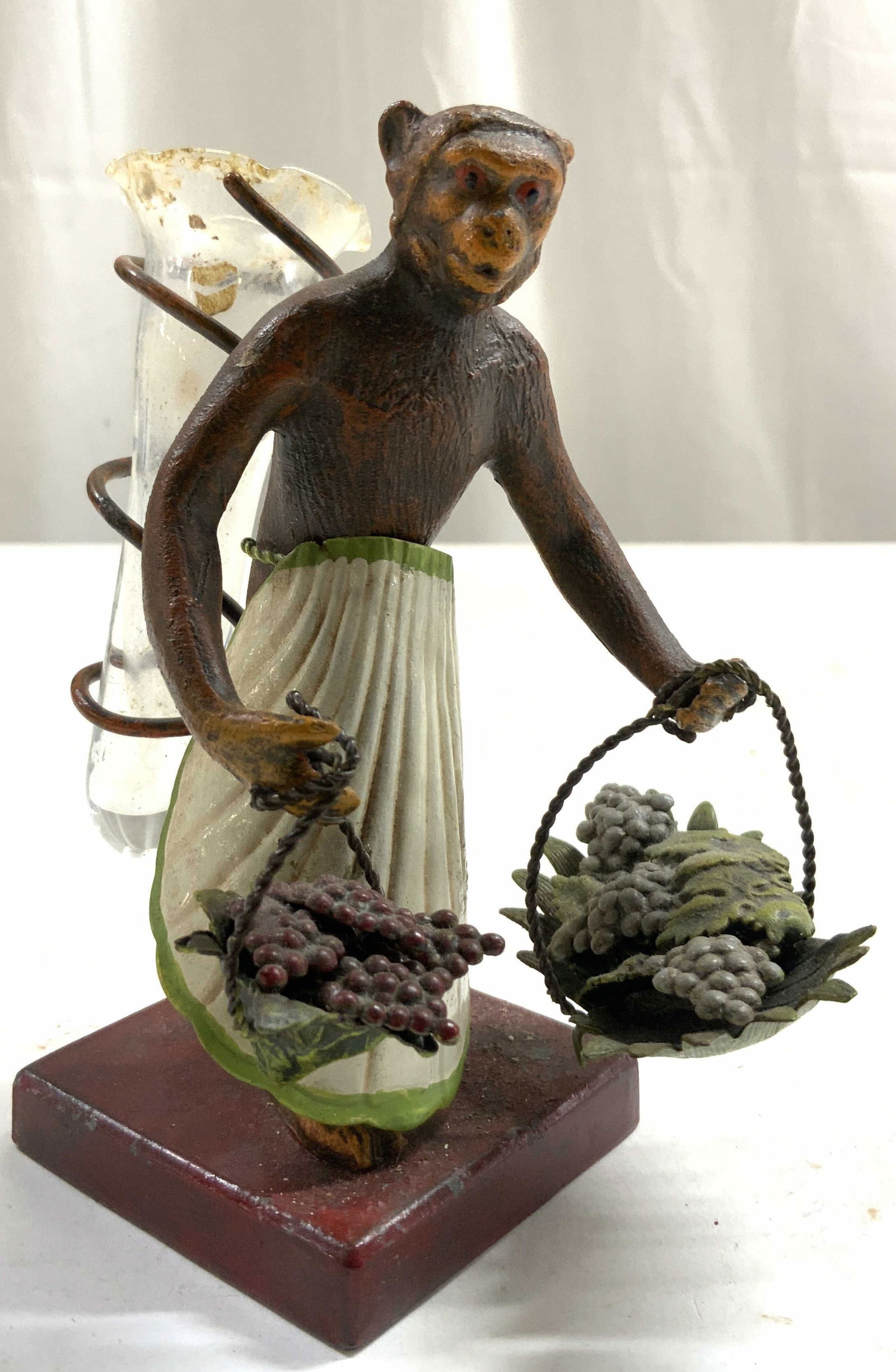 Vntg Painted Meal Monkey Bud Vase (1 of 8)