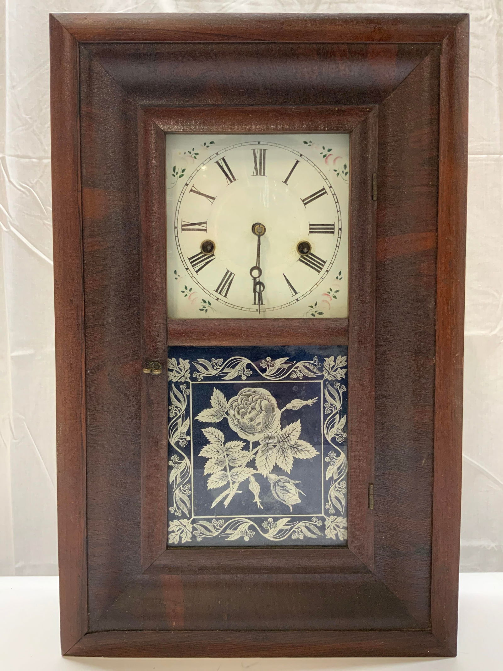 Antq ANSONIA Mantel Clk W Reverse Painted Glass (1 of 10)