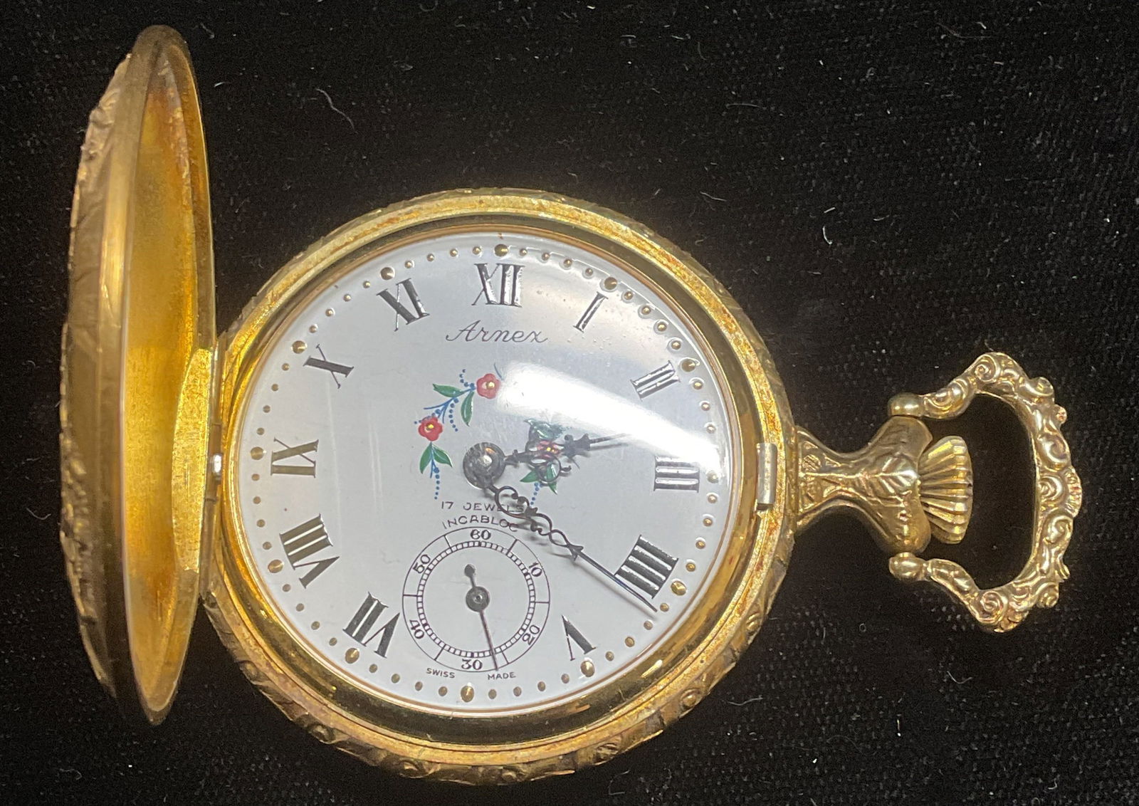 Arnex Incabloc Gold Pl Deer Hunt Pocket Watch (1 of 6)