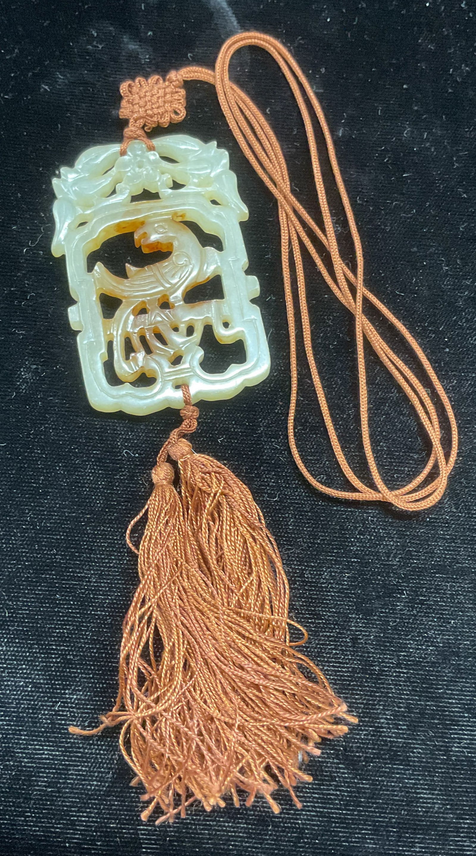 Vintage Asian Carved Jade Bird Pendant Necklace (1 of 7)