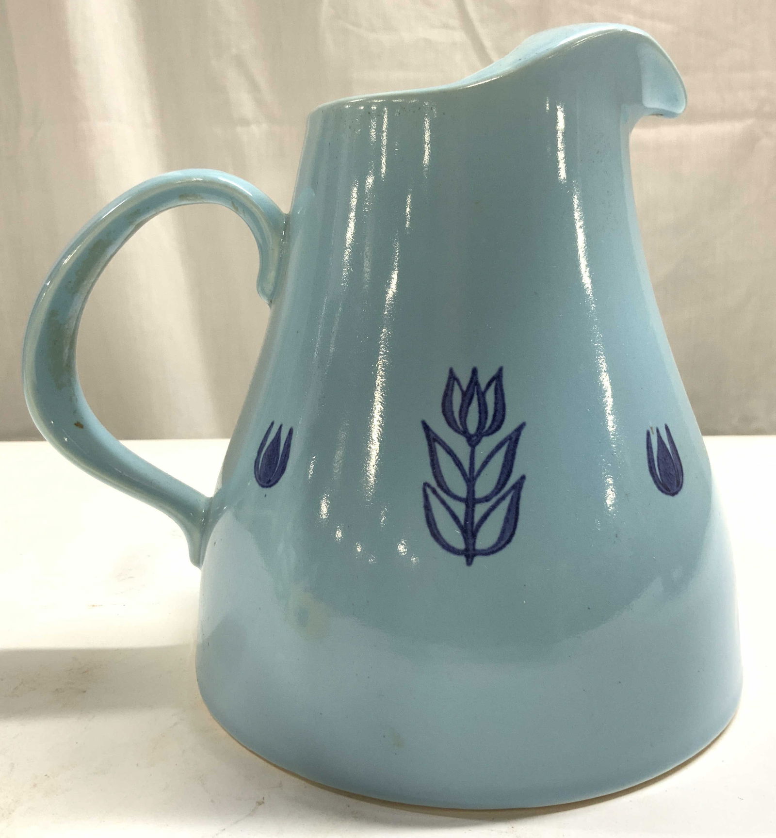 Ceramic Pitcher W Floral Detail USA (1 of 7)