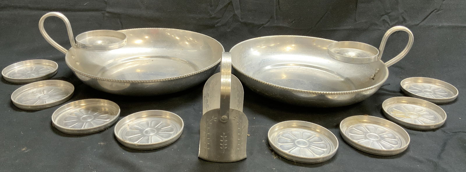 Lot 11 Vntg Metal Rim & Dip Bowls & Coasters (1 of 8)
