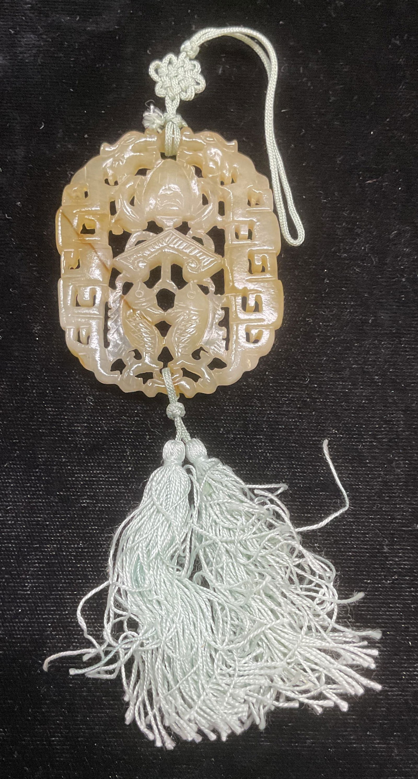 Vintage  Asian Carved Jade Fish Pendant (1 of 6)