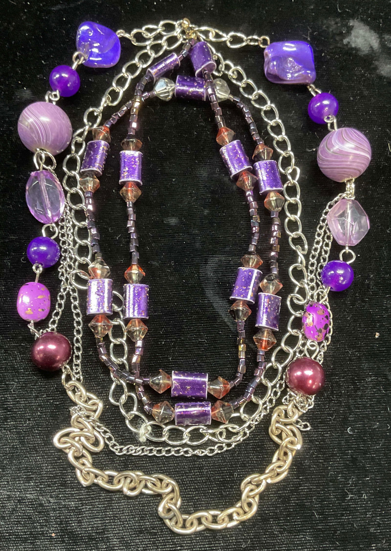 Lot 2 Purple Crystal Beaded Necklaces (1 of 6)