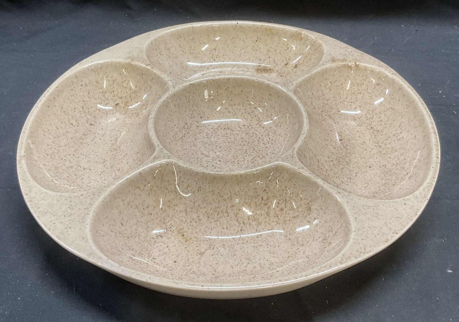 MCM Vtg Red Wing Speckled Ceramic Platter (1 of 6)