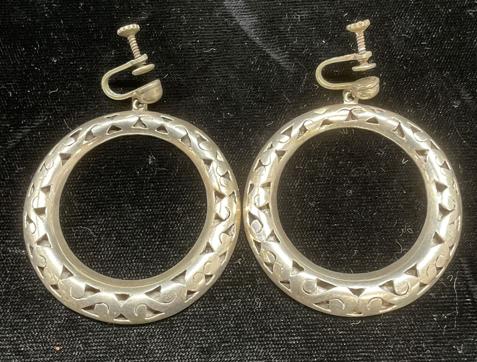 Vintage Signed Sterling Silver Earrings, Mexico (1 of 6)