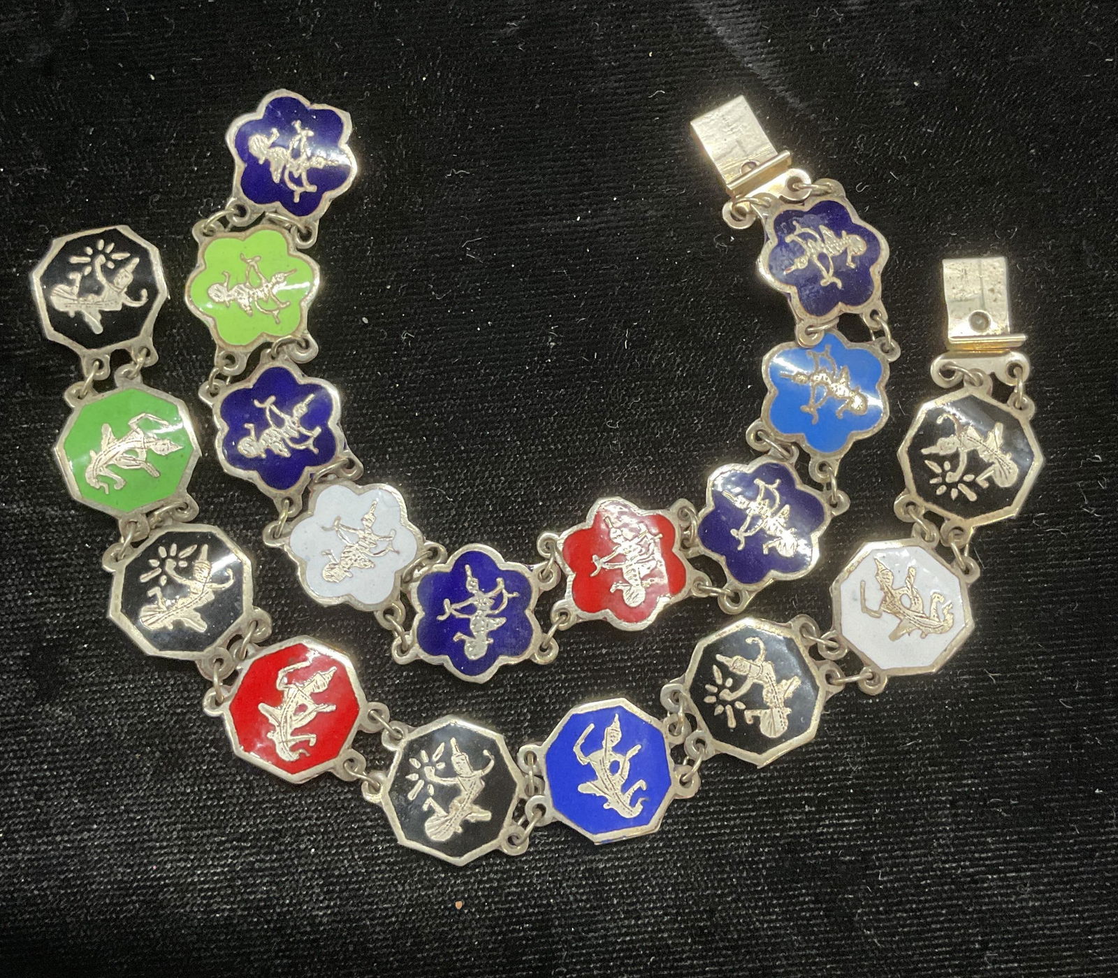 Pair Sterling Silver Siam Thai Dancer Bracelets (1 of 7)