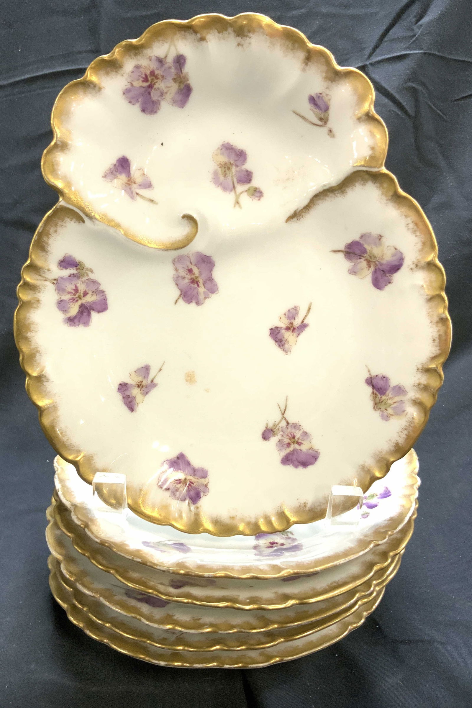 LIMOGES CFH GDM Set 6 Floral Porcelain Plates (1 of 7)