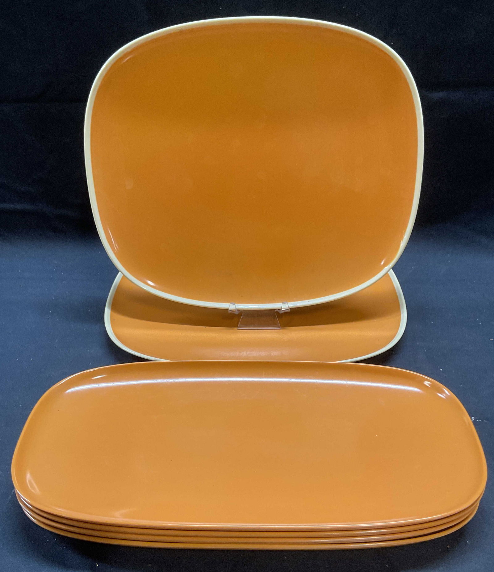 Set 6 Vtg Pier 1 Orange Melamine Platters (1 of 9)