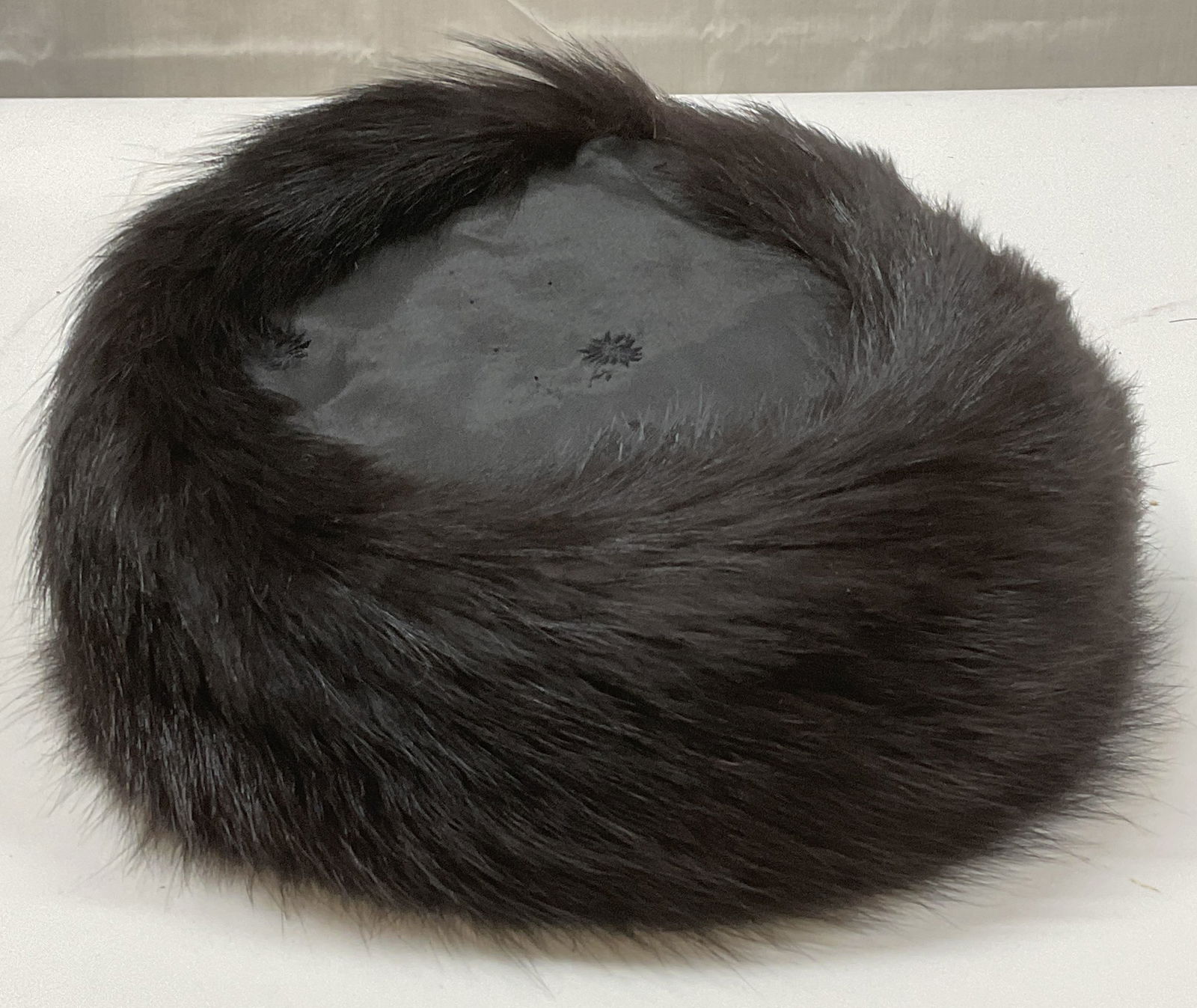 Vintage Black Silk Fur Trim Pill Box Hat (1 of 6)