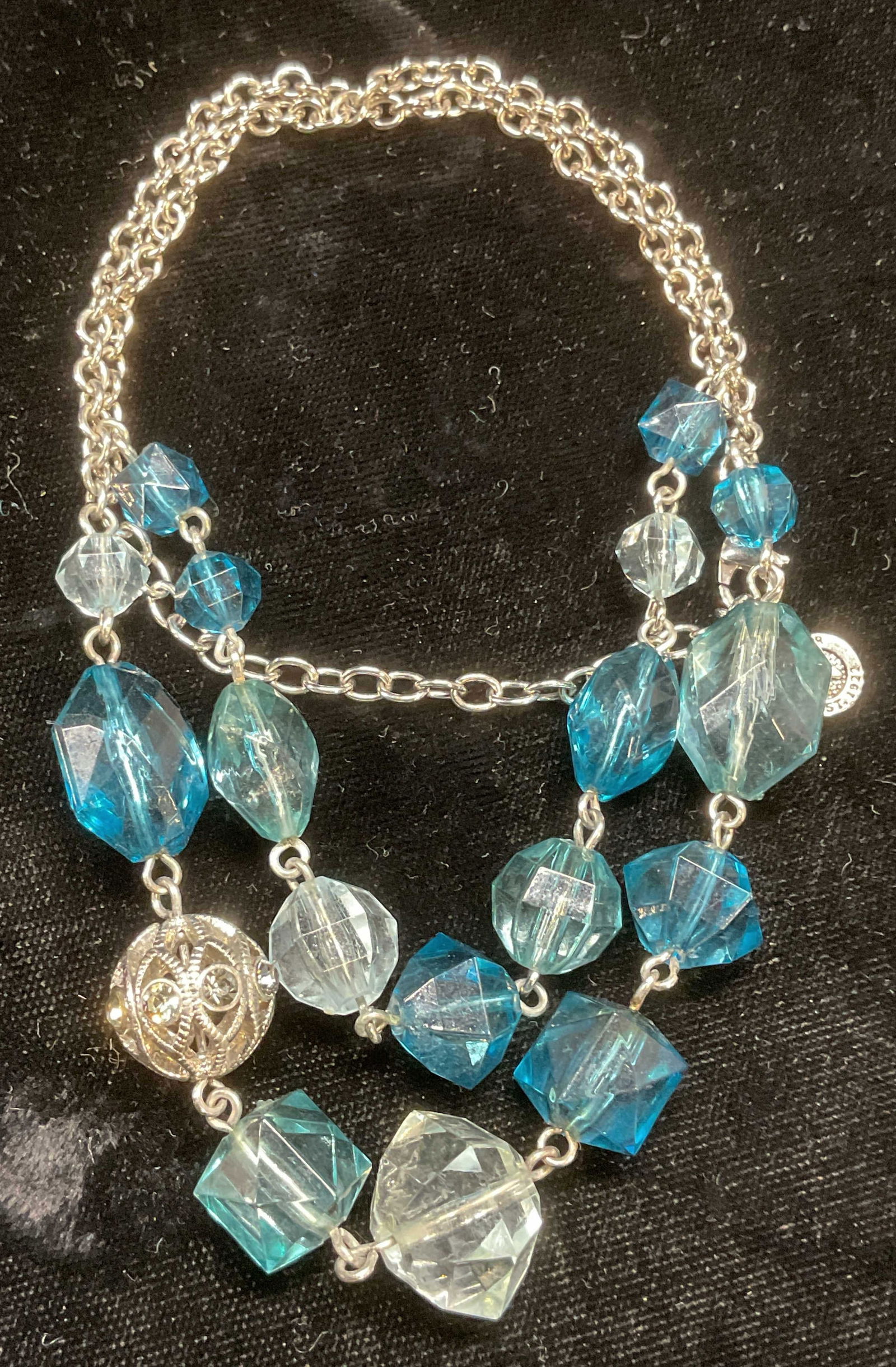 Napier Silver Tn Blue Crystal Beaded Necklace (1 of 6)