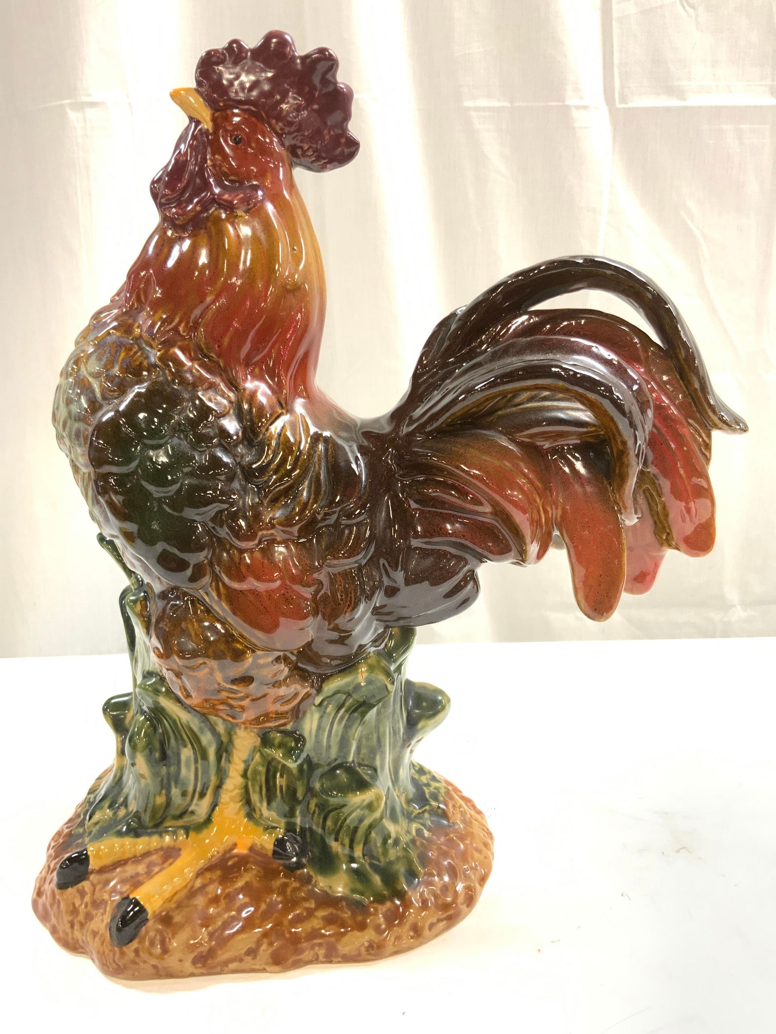 Vintage Majolica Ceramic Rooster Figure (1 of 8)