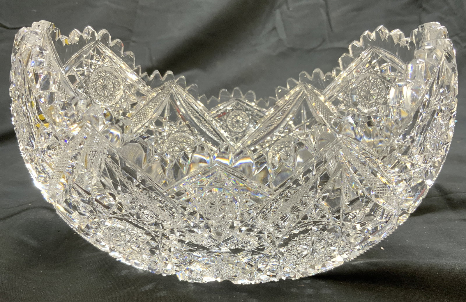 American Brilliant Cut Crystal Toothed Rim Vessel (1 of 7)