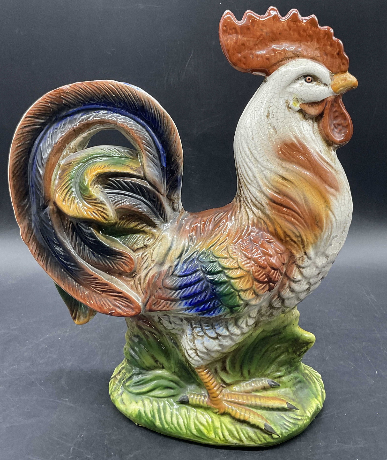 Multicolored Ceramic Rooster Figural, 12 Inch Ht (1 of 7)