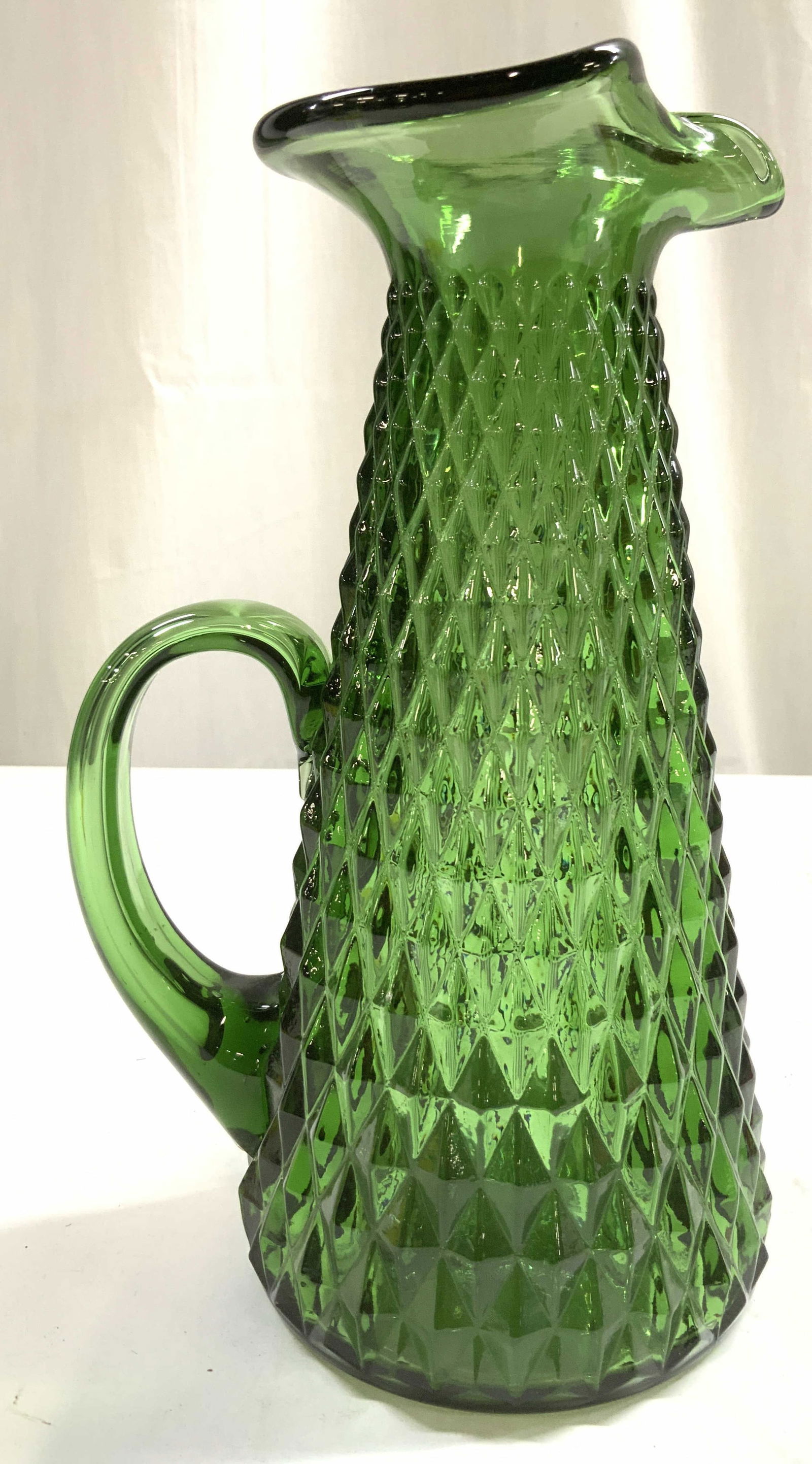 Vtg Empoli Green Mid Century Gls Pitcher ITALY (1 of 8)