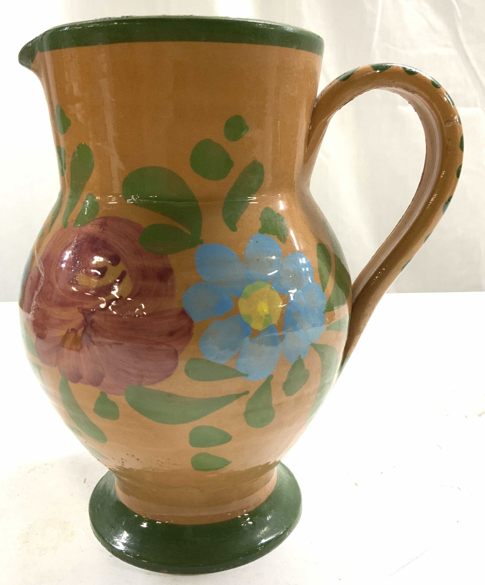 Hand Painted Ceramic Pitcher W Floral Detail (1 of 6)