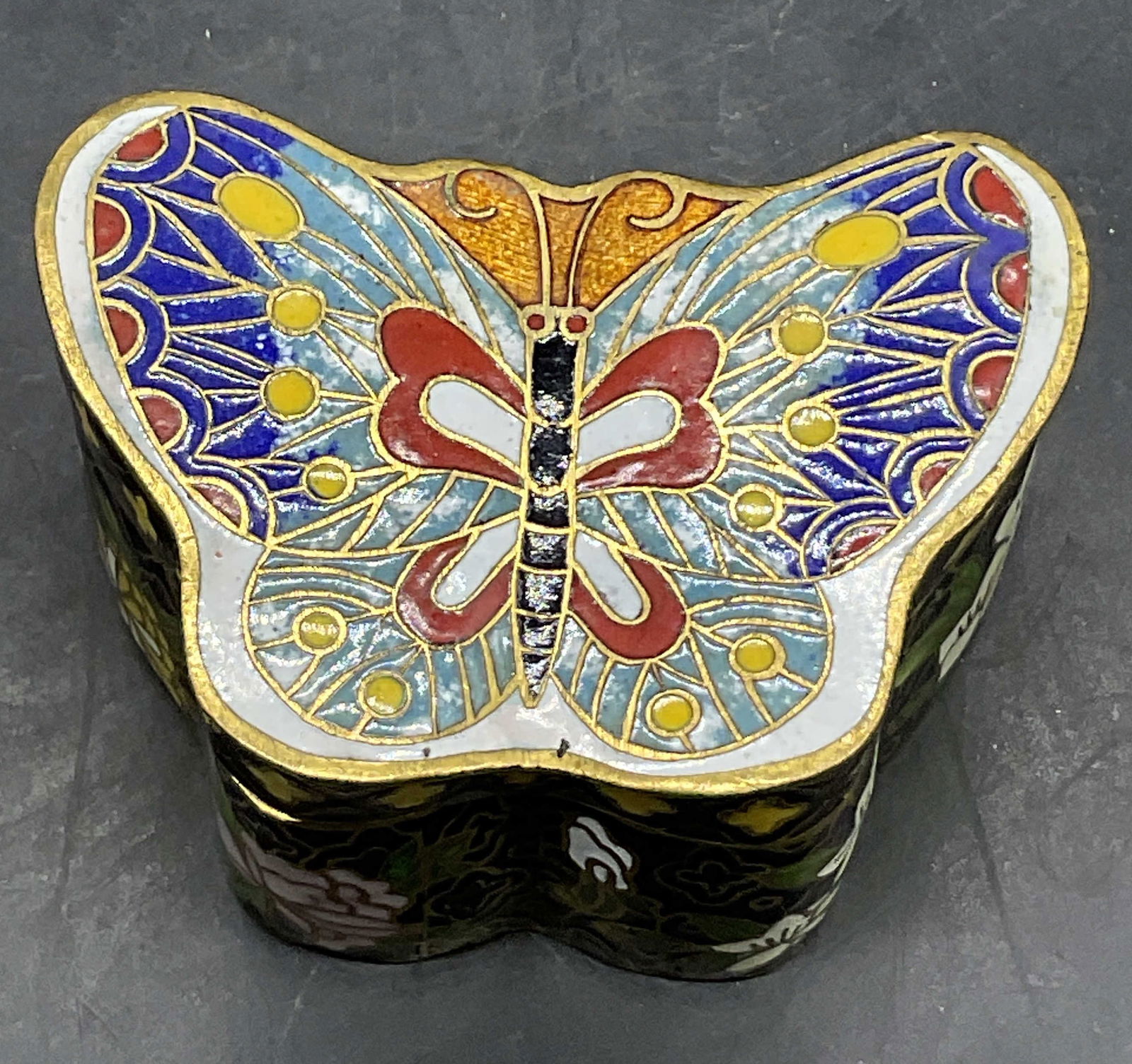 Vintage Asian Cloisonne Butterfly Form Trinket Box (1 of 7)