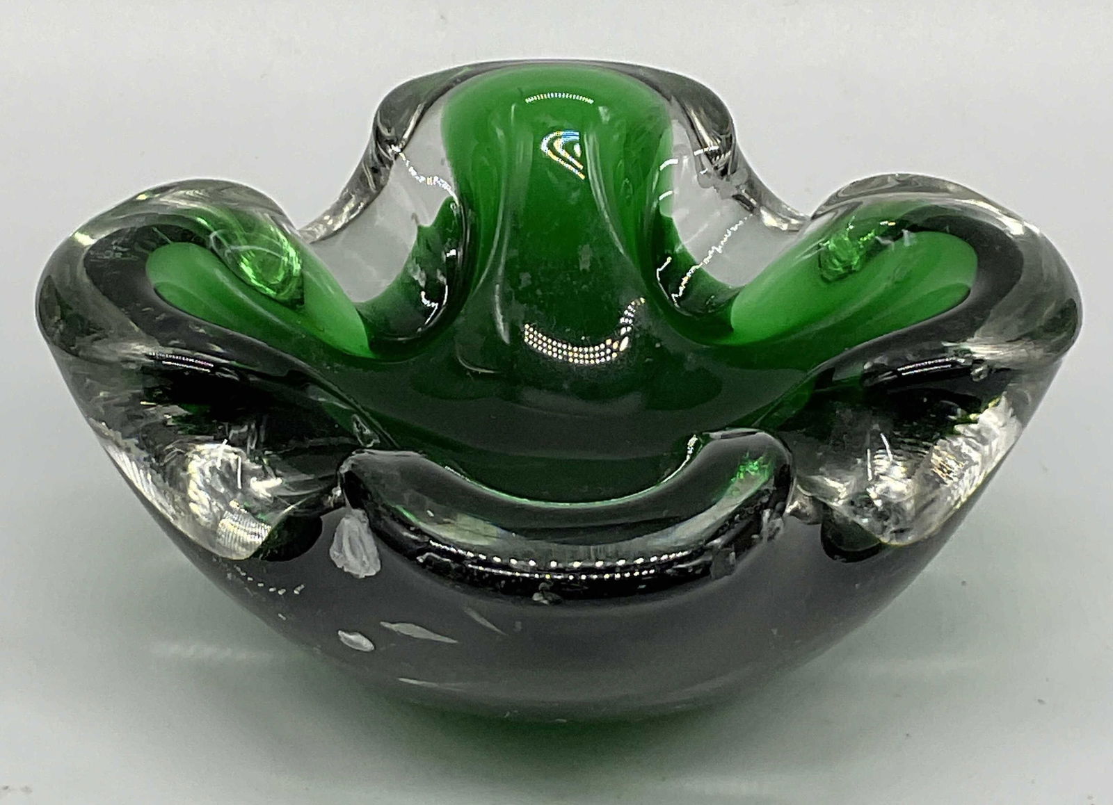 Green Murano Sommerso Style Art Glass Trinket Dish (1 of 10)
