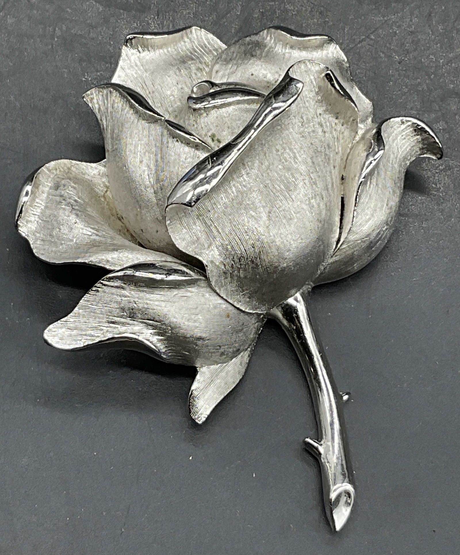 TRIFARI Silver Tone Metal Rose Form Brooch (1 of 9)