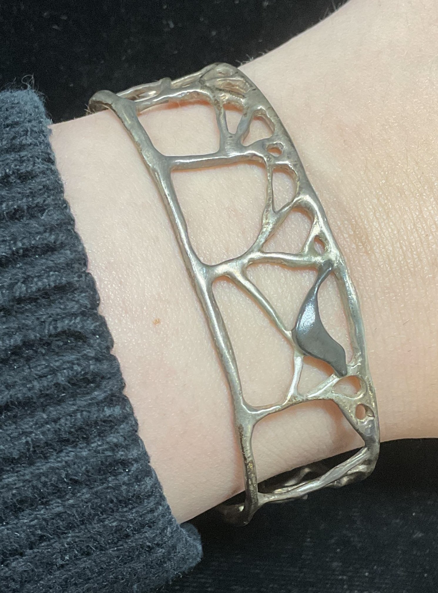 Sterling Silver Bird & Trees Cuff Bracelet (1 of 6)