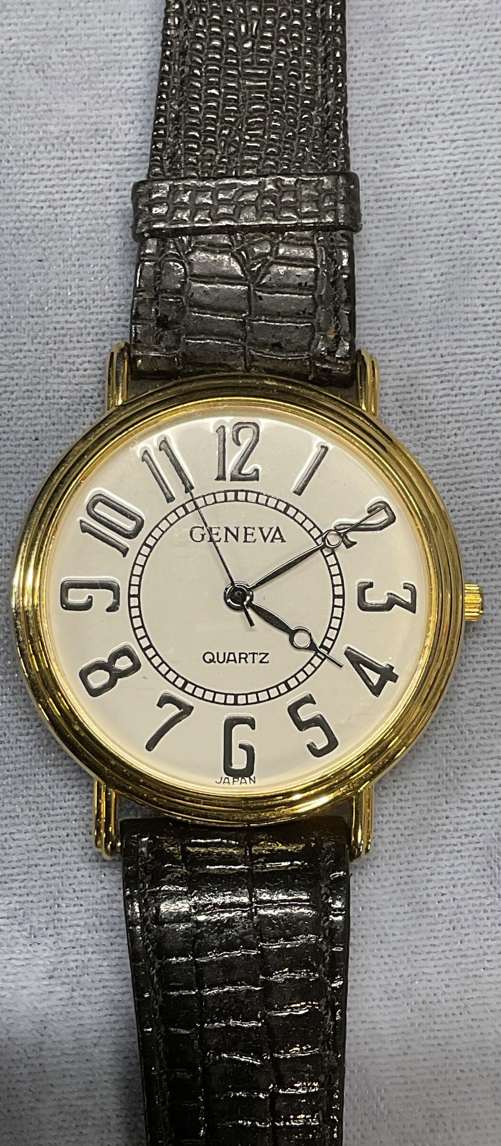 Geneva Gold Tone Black Leather Watch (1 of 7)