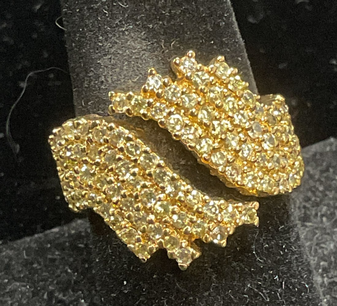 Gold Plated Crystal Cocktail Ring (1 of 6)