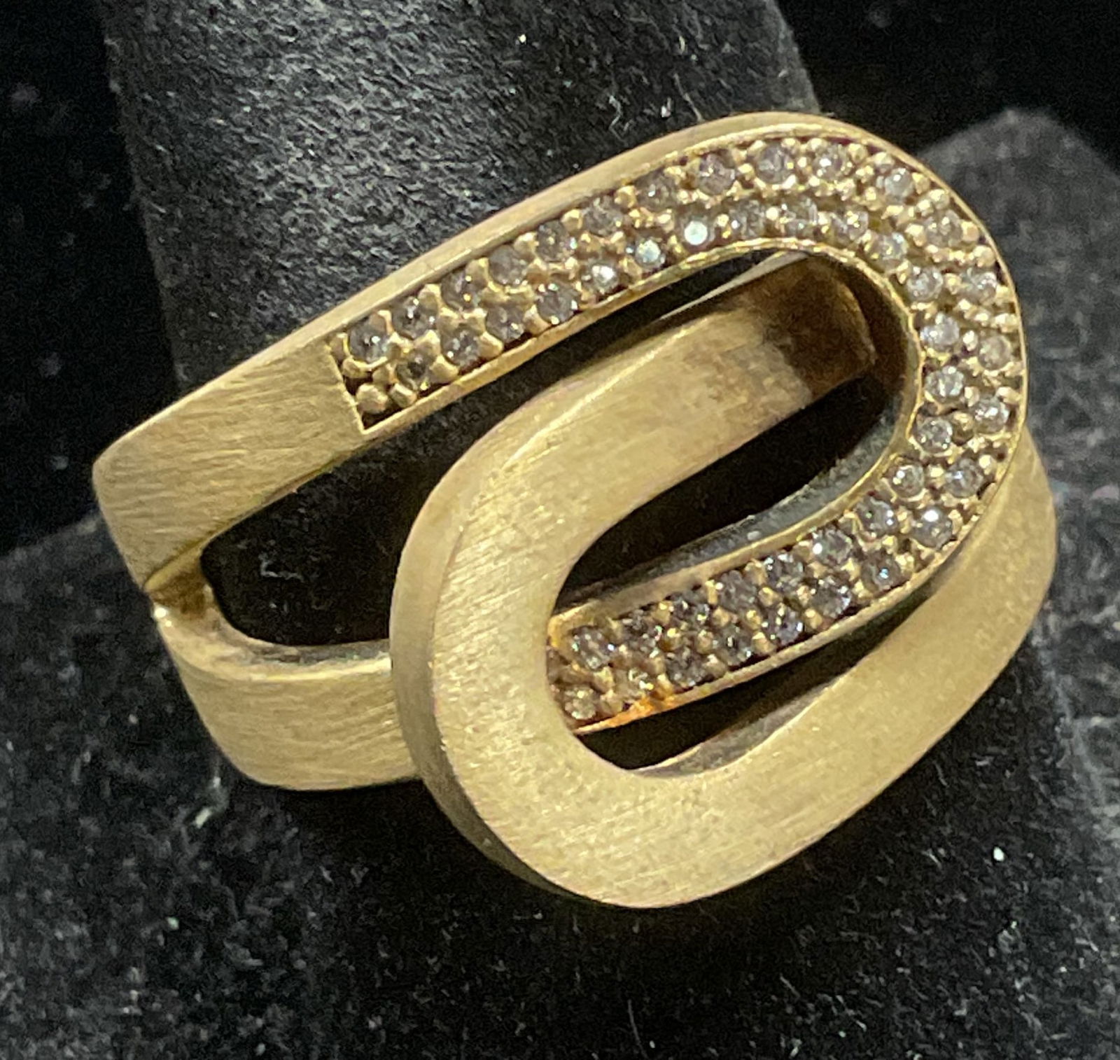 Gold Tone Interlocking Band Crystal Ring (1 of 6)