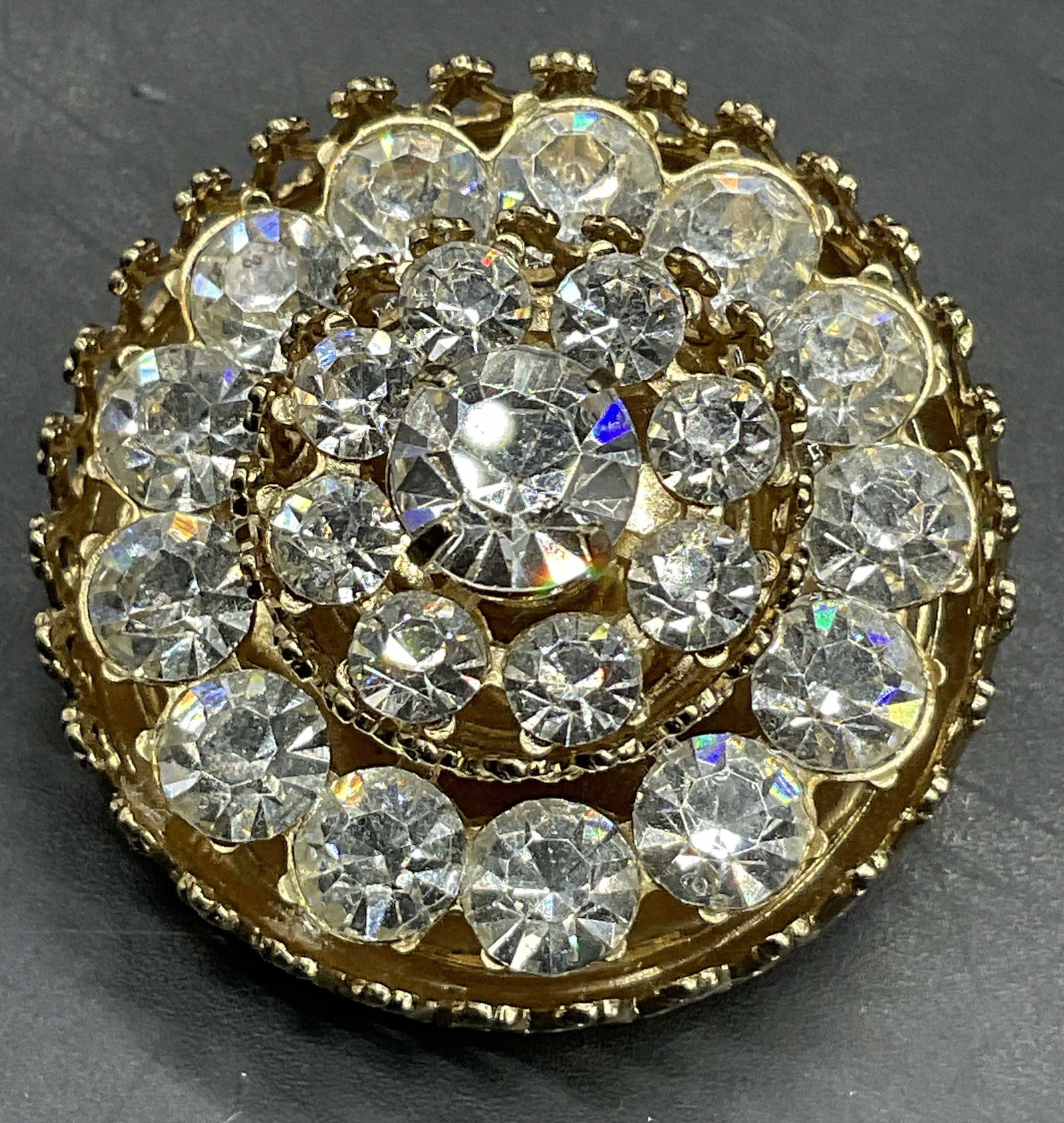 CORO Signed Vintage Round Crystal Brooch (1 of 7)