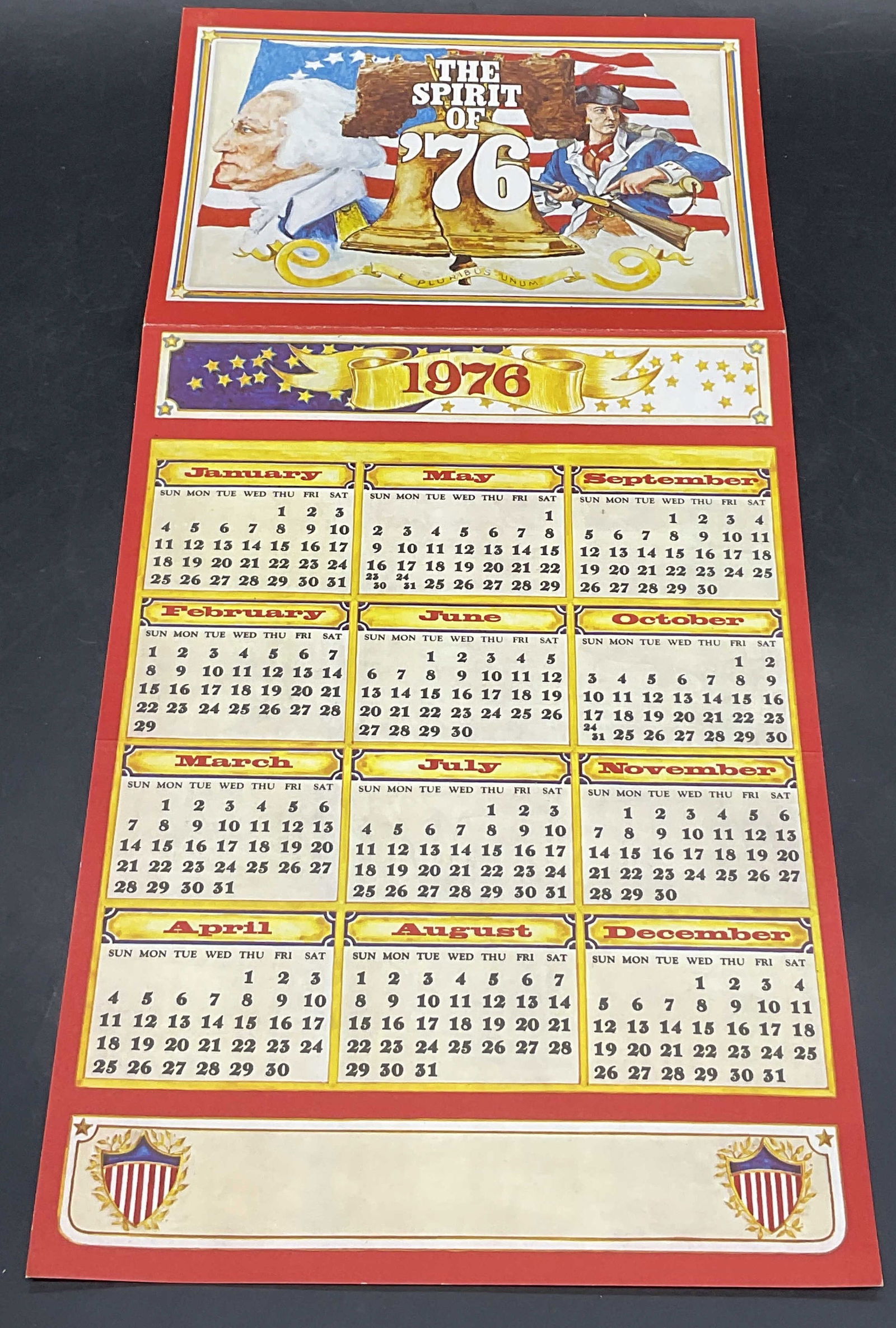 1976 The Spirit Of 76 Paper Calendar, Ephemera (1 of 9)