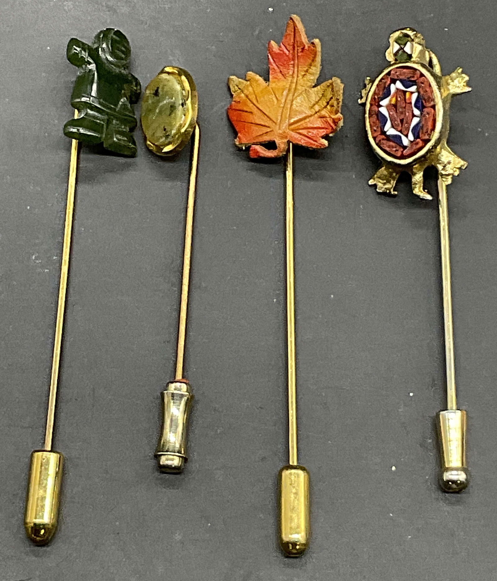 Lot 4 Vintage Gold Tone Metal Figural Stick Pins (1 of 8)