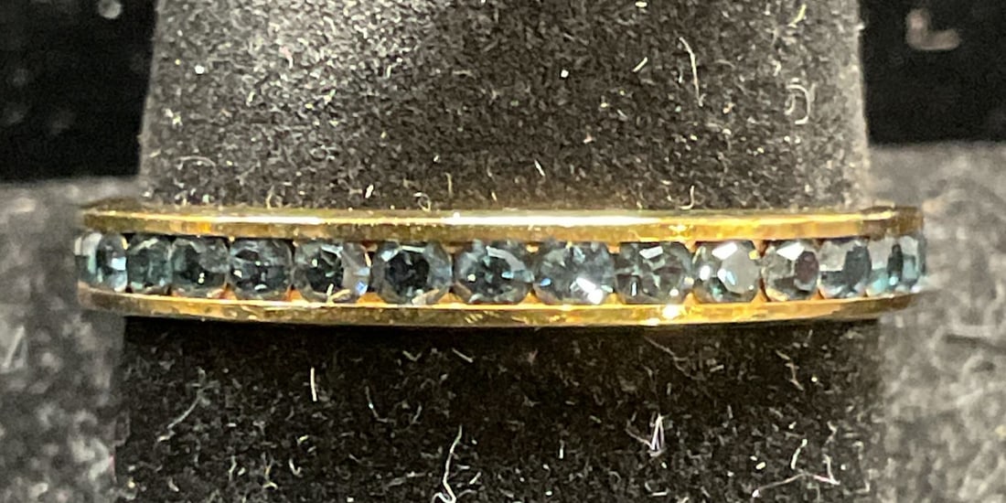 Gold Tone Blue Crystal Infinity Band Ring (1 of 6)