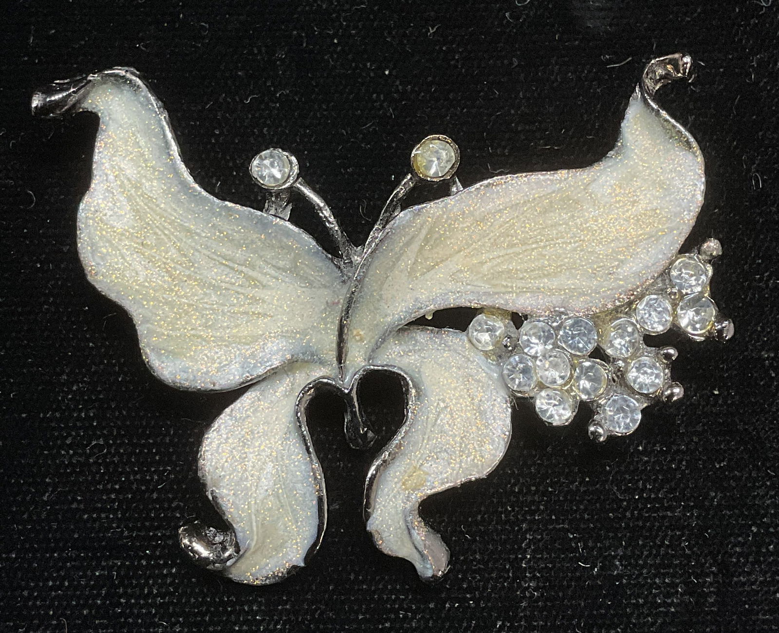 Silver Tone Crystal Enamel Butterfly Brooch (1 of 6)