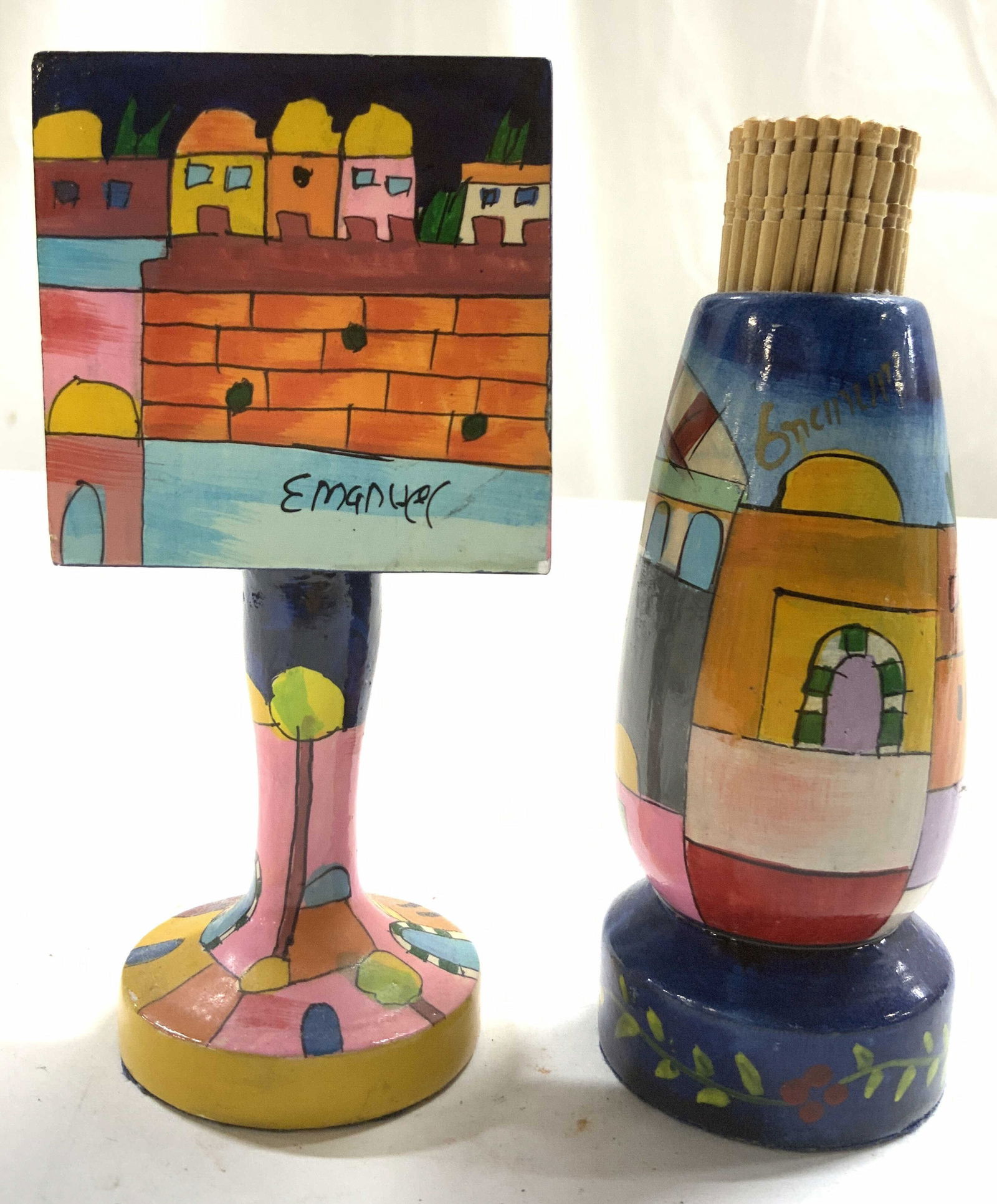 Lot 2 Hand Painted Matchbox & Toothpick Holders (1 of 7)