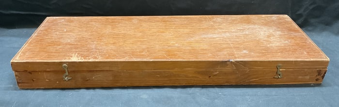 Antique Wood & Leather Lined Storage Box