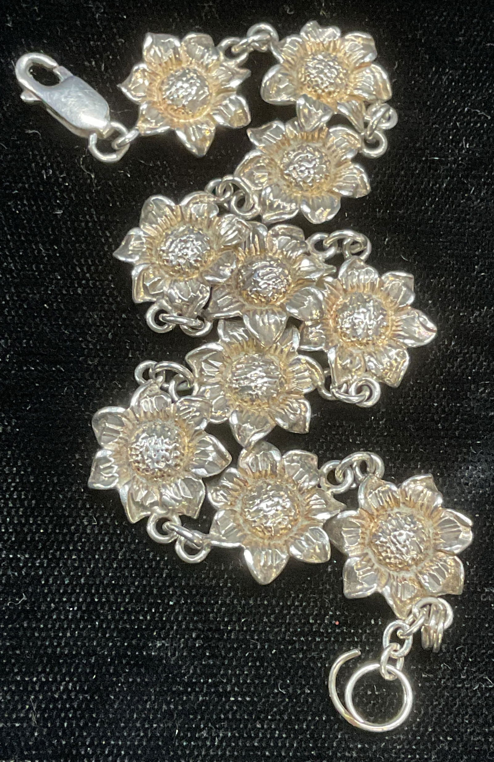 Signed Sterling Silver Flower Bracelet (1 of 6)