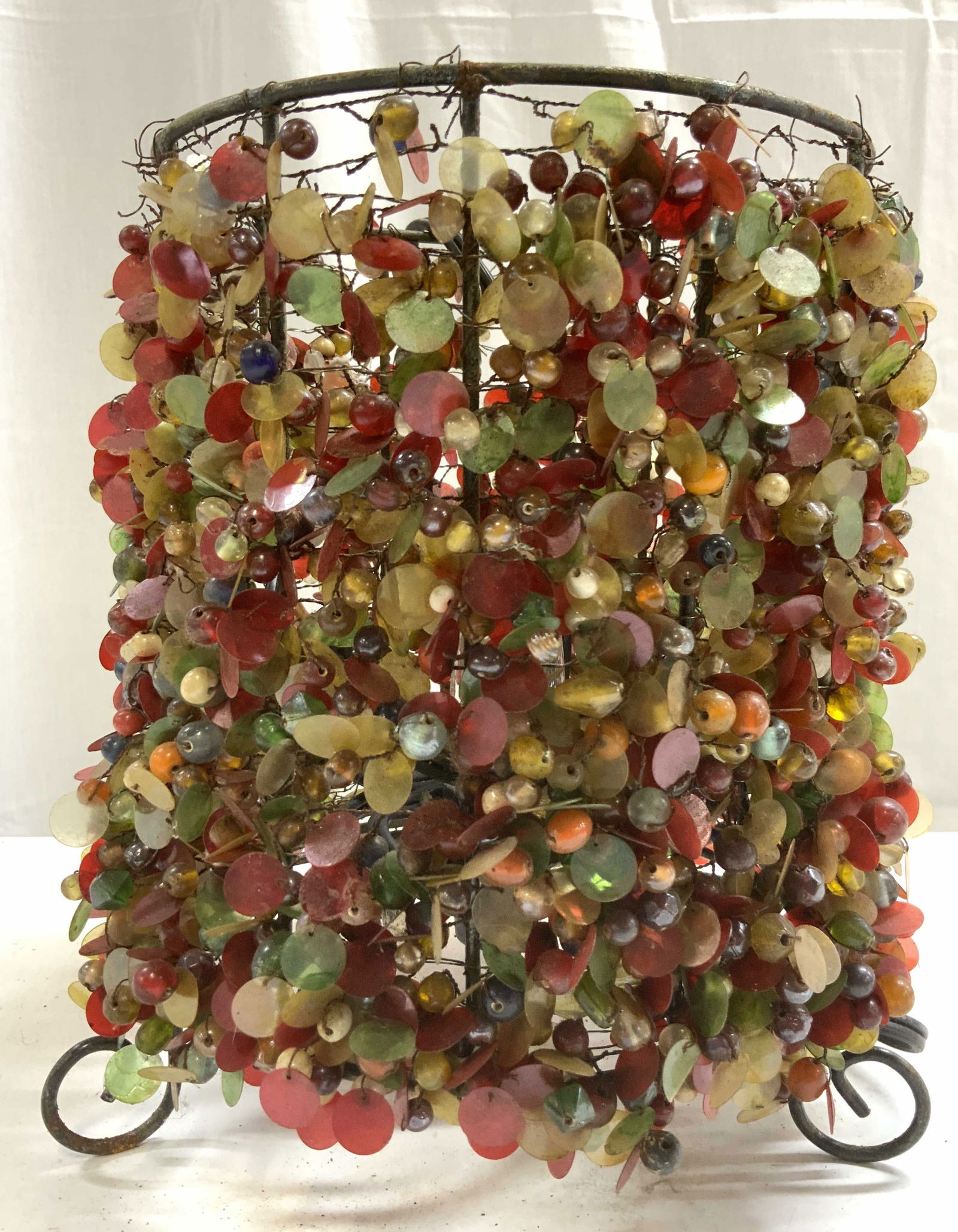 Vintage Beaded, Wire, & Metal Lamp (1 of 7)