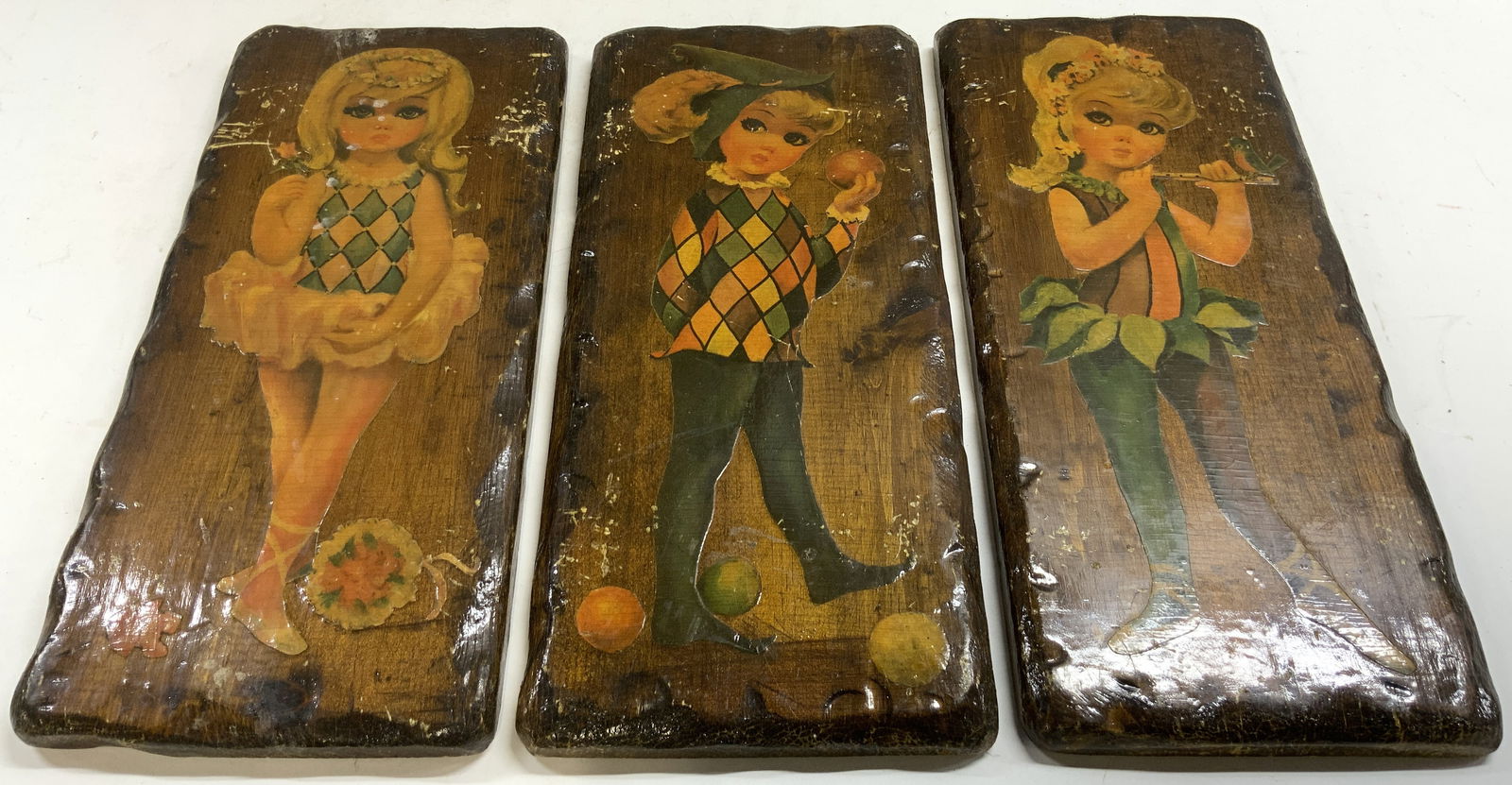 GOJI 3 Vntg Mid Century Decoupage Prints On Board (1 of 8)