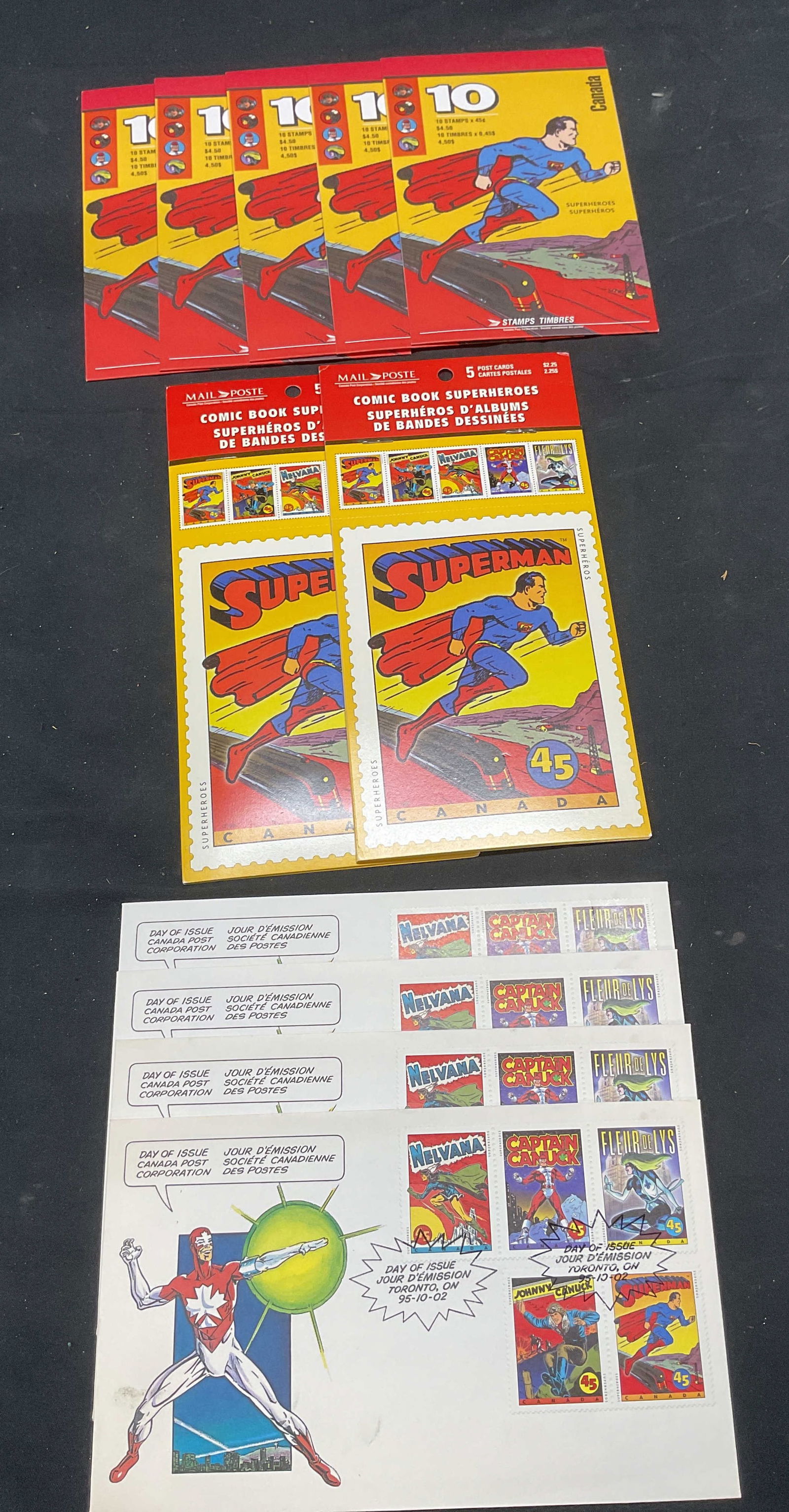 Group Super Hero Stamps, Postcards, First Issues (1 of 11)