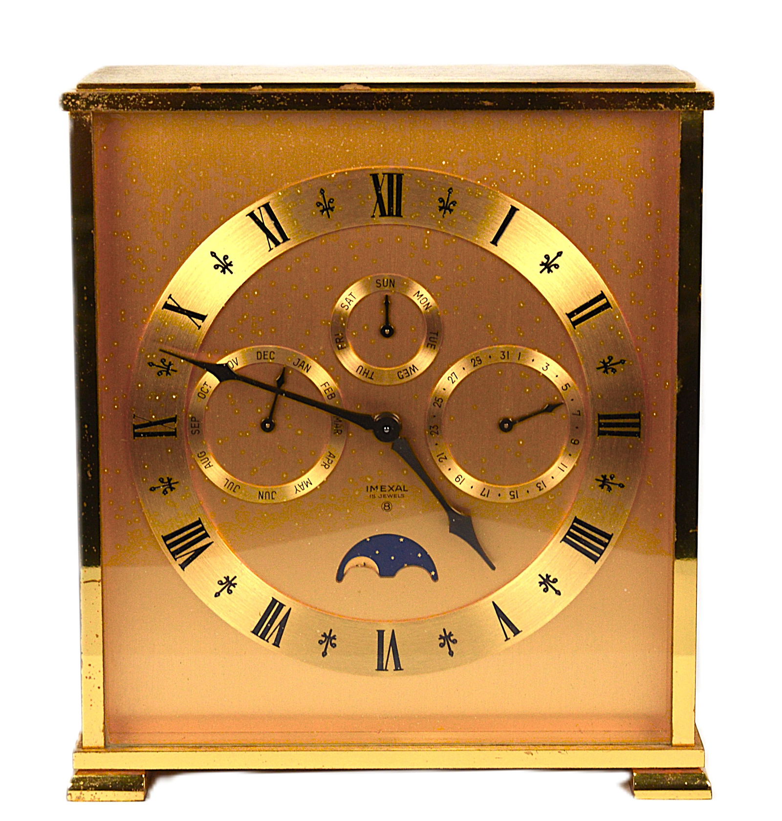 Imexal Swiss Brass Mantle Desk Clock (1 of 7)